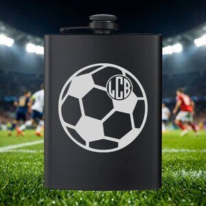 Personalized Sports Soccer Ball Monogram Black Flask | Soccer | Sports